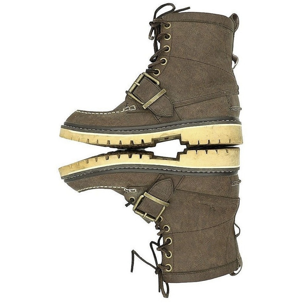 Rugged‎ Marc Ecko Blackwelder Crease Boots Men 7 Brown Buckle Moc Toe Combat Lug